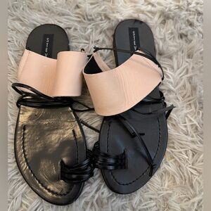 Steve Madden Black and Tan Women's Sandals